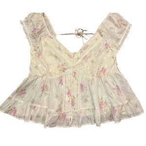 Universal Thread Floral Cream and Pink Blouse